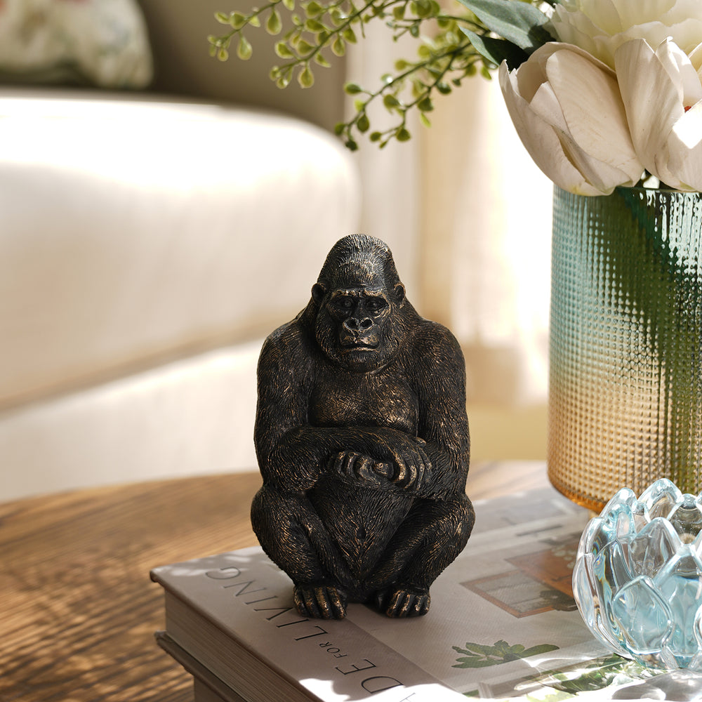 Bronze Polyresin Sitting Gorilla
