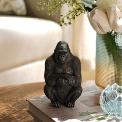 Bronze Polyresin Sitting Gorilla