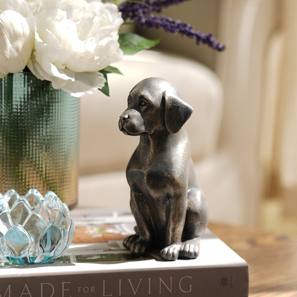 Black Polyresin Sitting Dog