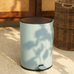 Blue Iron Pedal Round Dustbin with Black Lid - Small