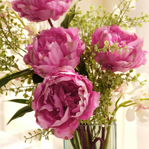 Dark Pink Artificial Peony Flower Stem - Single