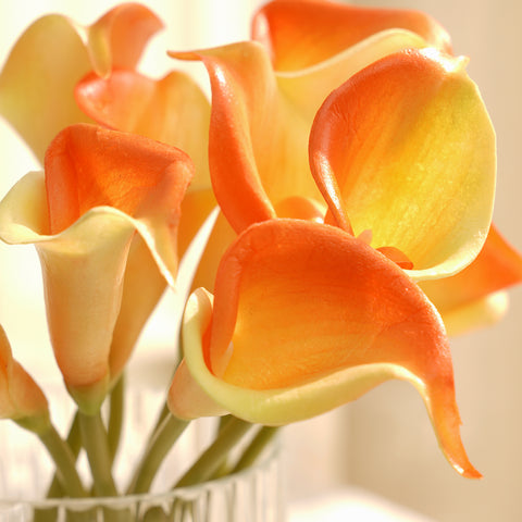 Orange Calla Lily Artificial Flower Stem - Single