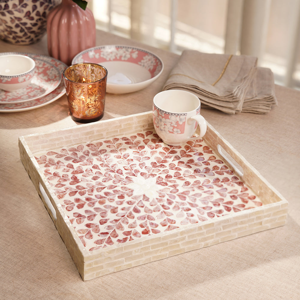 Pink Mother of Pearl Square Tray