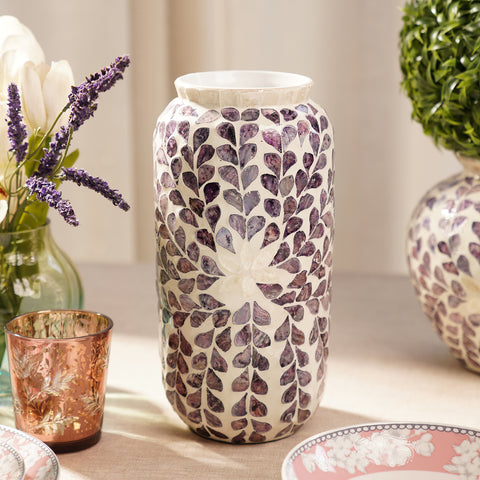 Purple Mother of Pearl Ceramic Vase - Large