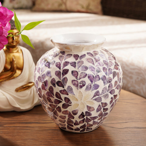 Purple Mother of Pearl Ceramic Vase - Small