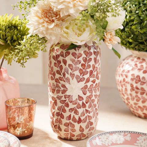 Pink Mother of Pearl Ceramic Vase - Large
