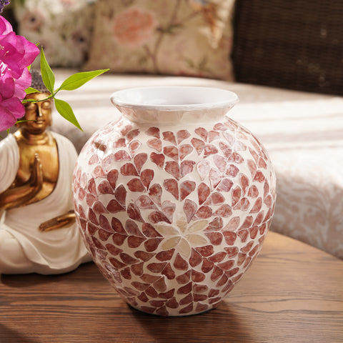 Pink Mother of Pearl Ceramic Vase - Small