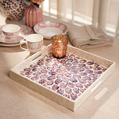 Pink and Purple Mother of Pearl Square Tray
