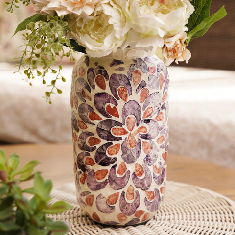 Pink and Purple Mother of Pearl Ceramic Vase - Small