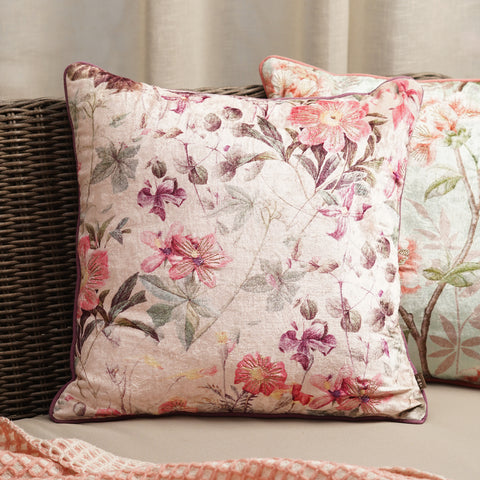 Pink Digital Print Velvet Square Cushion Cover