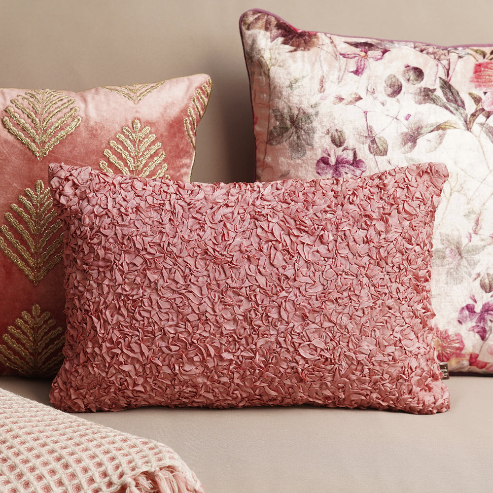 Pink Textured Rectangle Cushion Cover