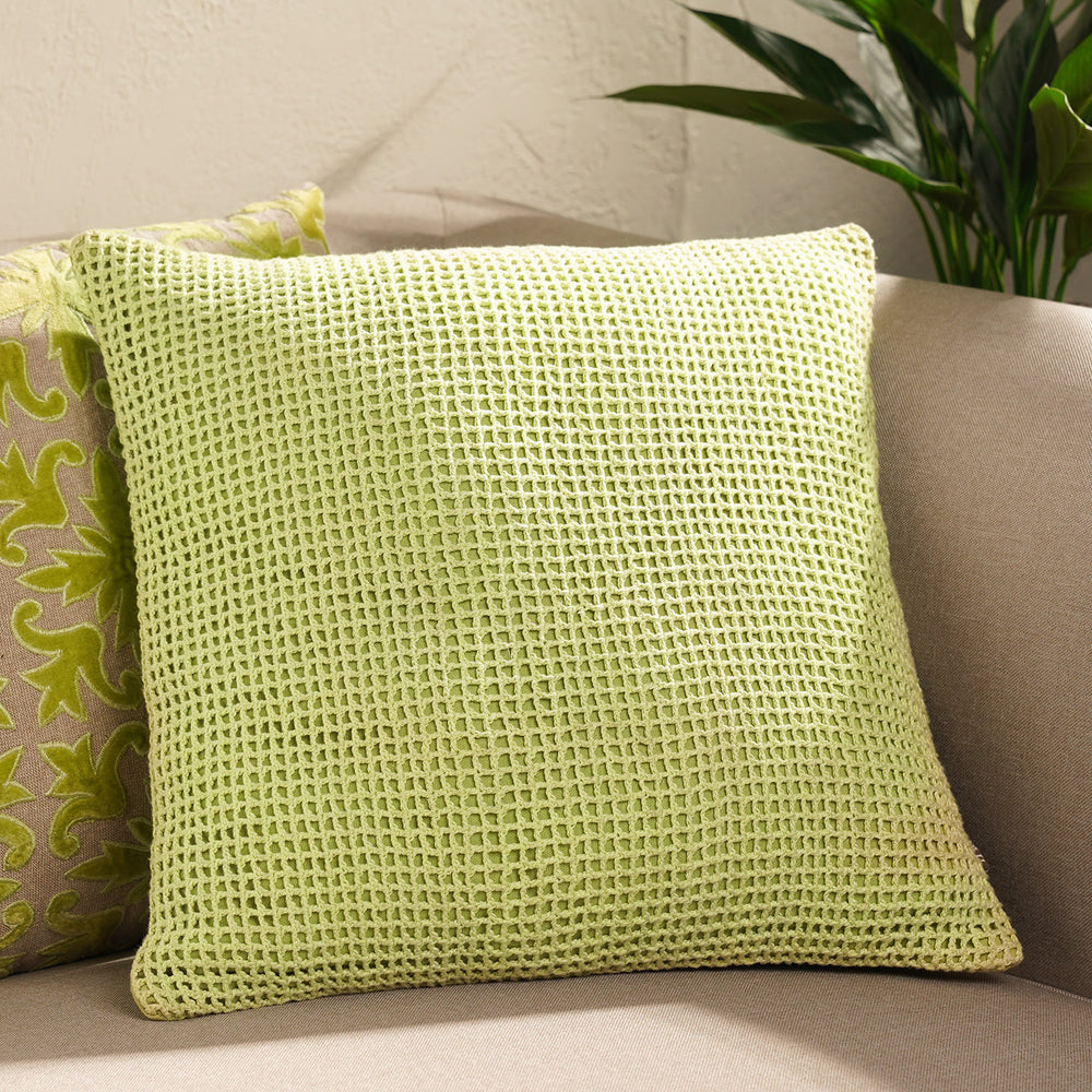 Green Knit Texture Square Cushion Cover
