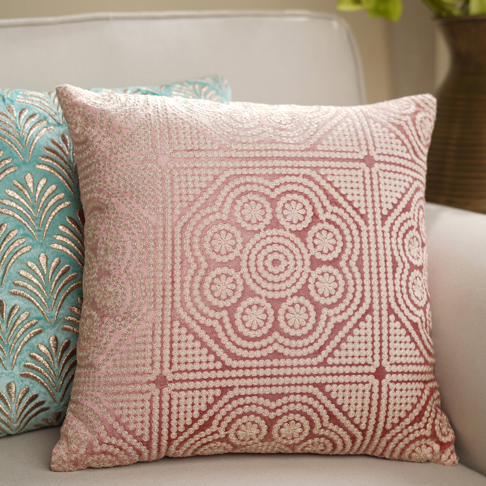 Light Pink Ari Embroidered Square Cushion Cover
