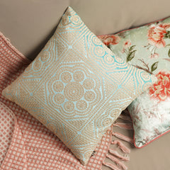 Light Blue Ari Embroidered Square Cushion Cover