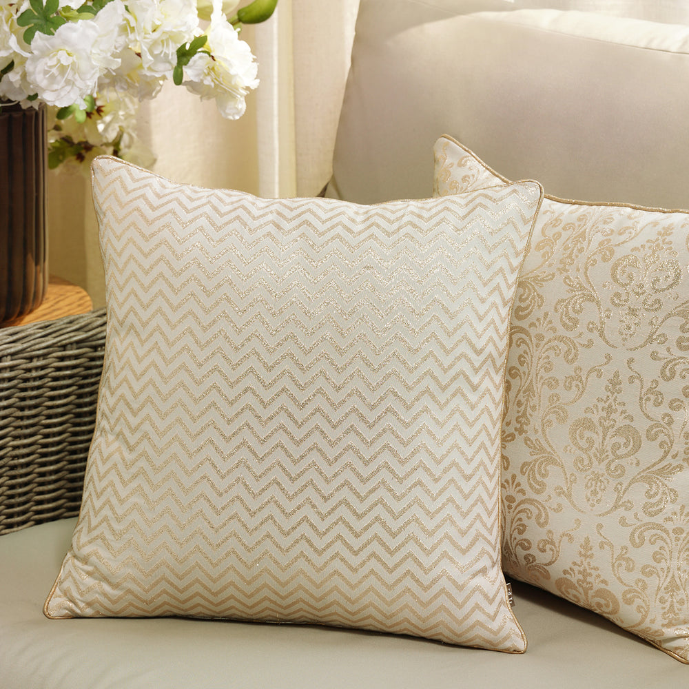 Ivory Printed Chanderi Cushion Cover