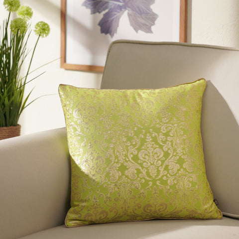 Green Traditional Motif Printed Chanderi Cushion Cover