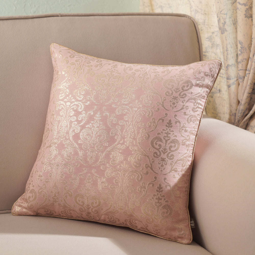 Pink Traditional Motif Printed Chanderi Cushion Cover