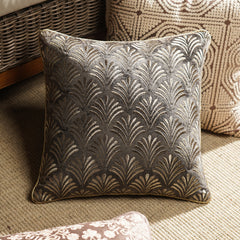Dark Brown Embroidered Square Cushion Cover