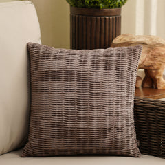 Brown Textured Square Cushion Cover