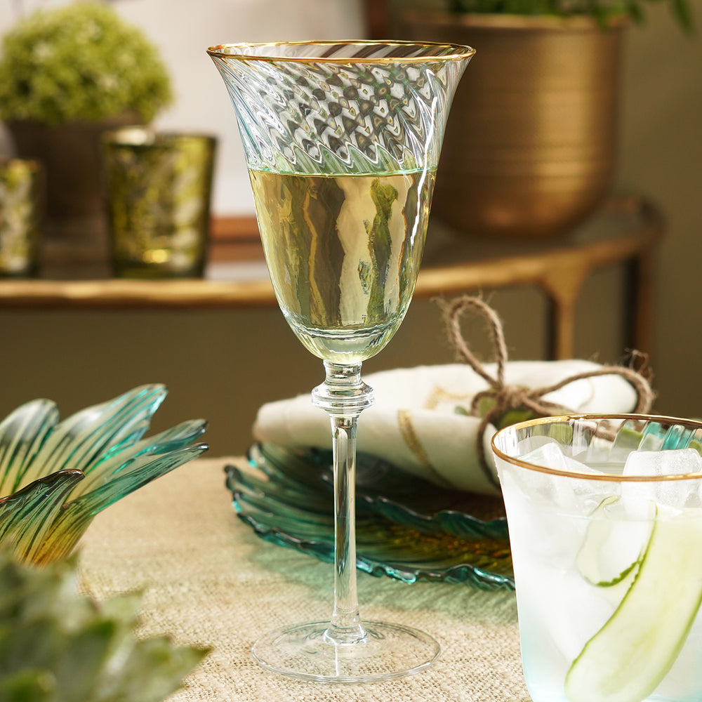 Set of 2 Light Blue Textured Wine Glasses