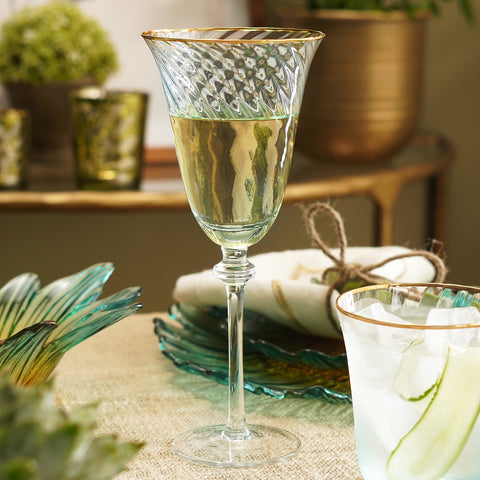 Set of 2 Light Blue Textured Wine Glasses