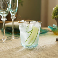 Set of 2 Light Blue Textured Drinking Glasses