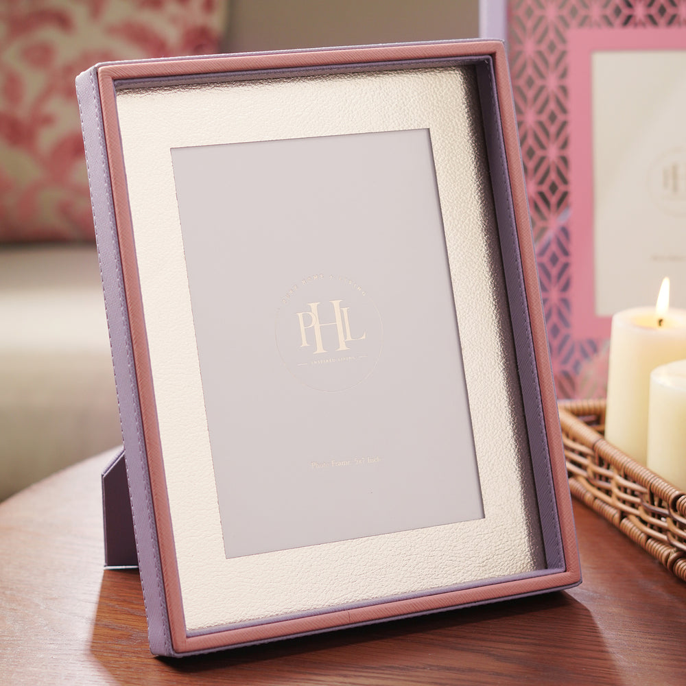 Purple and Pink Dual Toned Faux Leather Photo Frame
