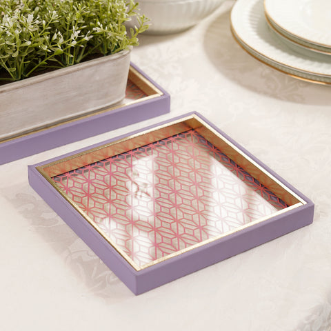 Purple and Pink Dual Toned Faux Leather Platter - Small