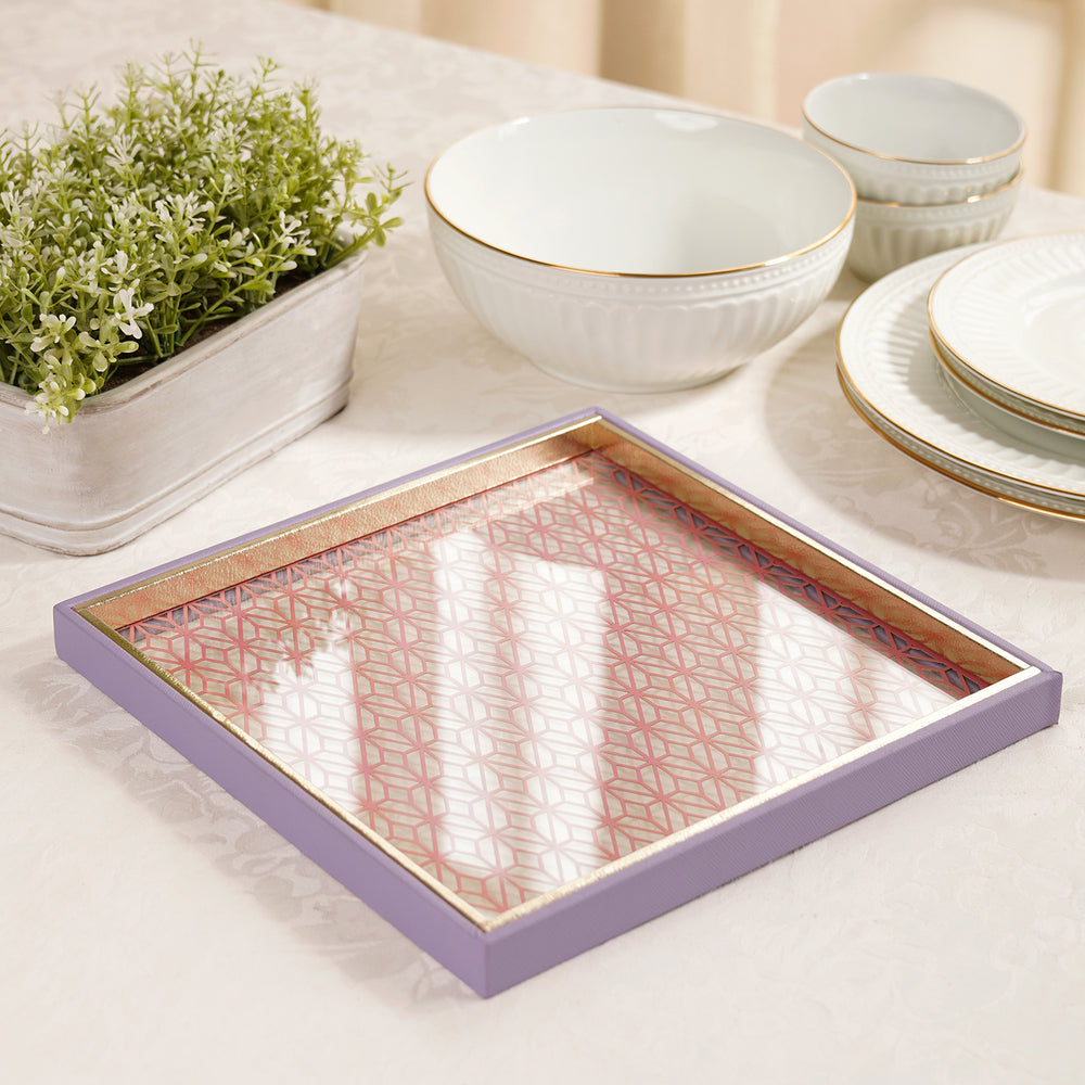 Purple and Pink Dual Toned Faux Leather Platter - Large