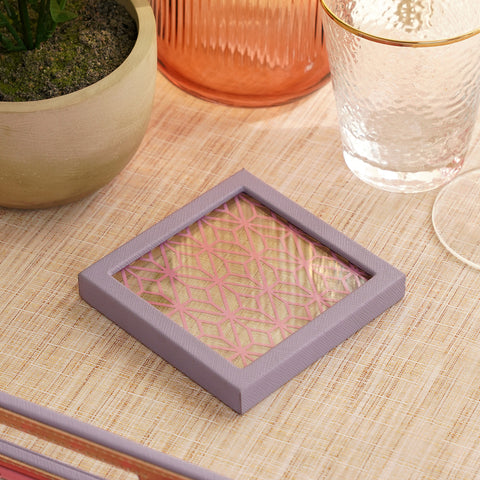 Purple and Pink Dual Toned Faux Leather Coaster