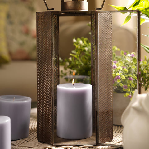 Purple Black Amber Pillar Candle - Large
