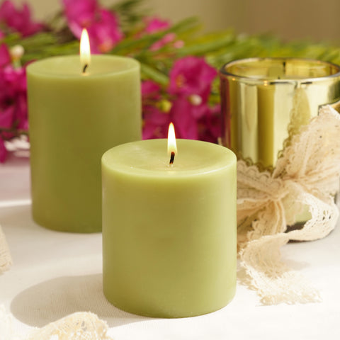 Green Lime Basil and Crush Pillar Candle - Medium