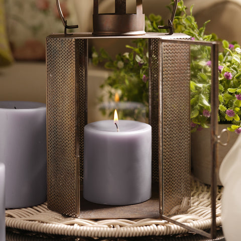 Purple Black Amber Pillar Candle - Medium