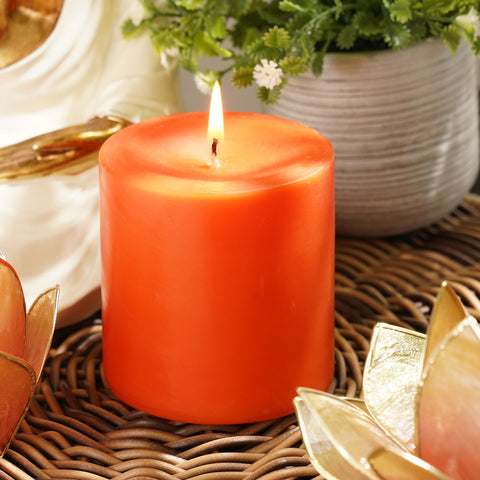 Orange Playful Berries Pillar Candle - Medium
