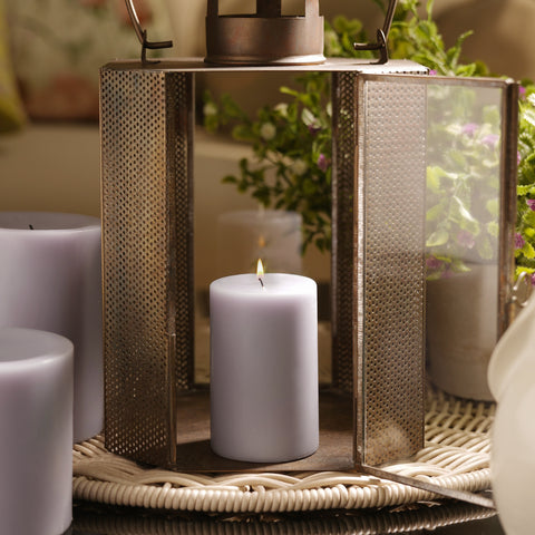 Purple Black Amber Pillar Candle - Small