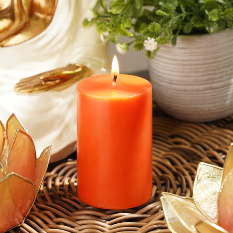 Orange Playful Berries Pillar Candle - Small