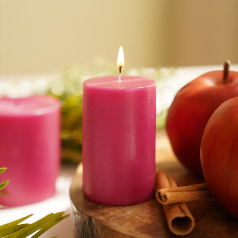 Pink Apple Cinnamon Pillar Candle - Small
