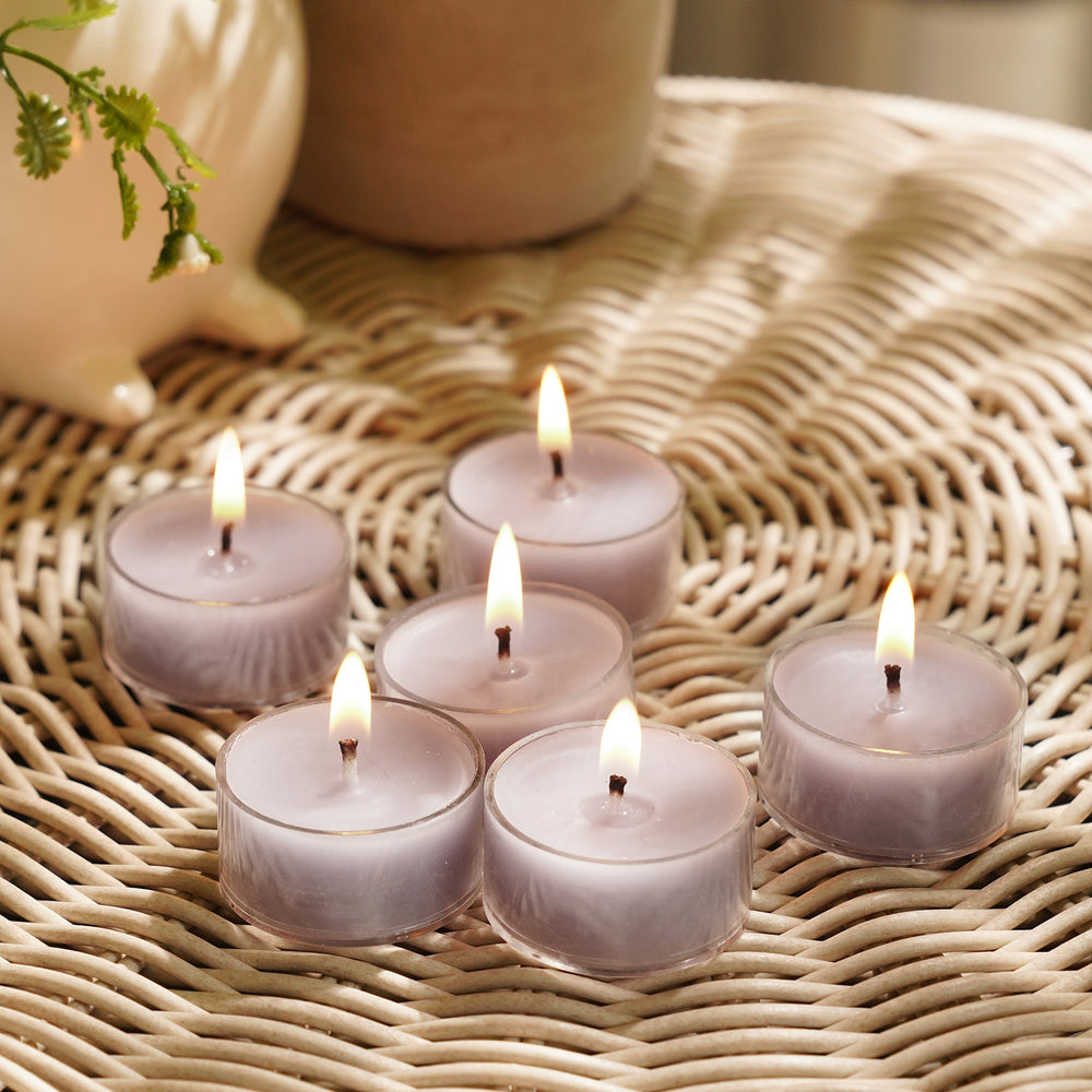 Set of 6 Purple Black Amber Tealight Candles