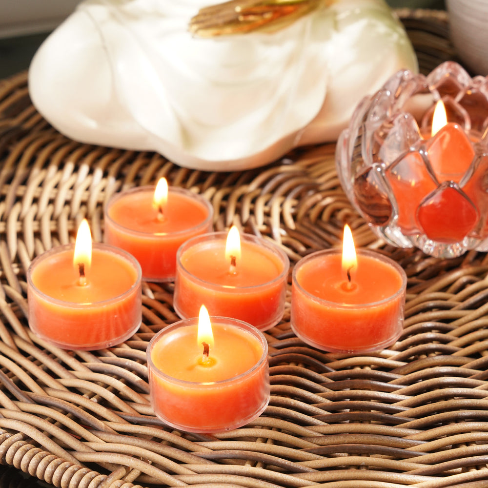 Set of 6 Orange Playful Berries Tealight Candles