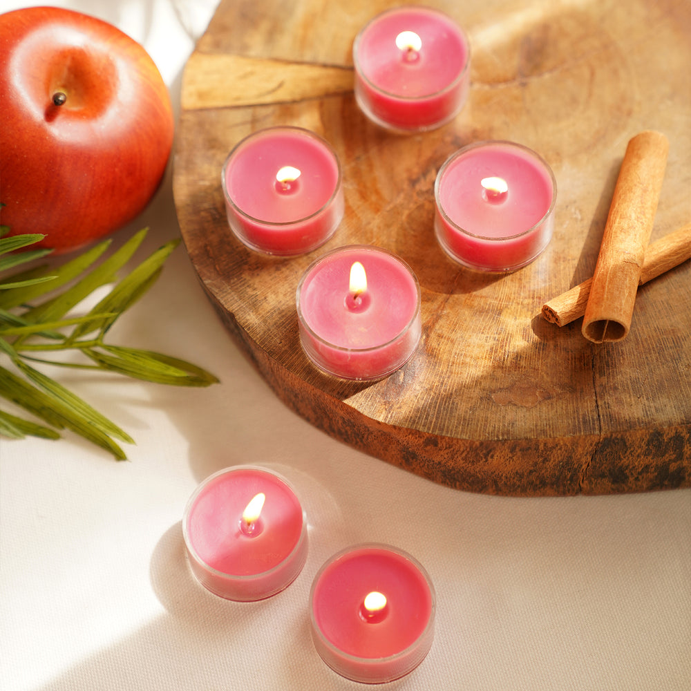 Set of 6 Pink Apple Cinnamon Tealight Candles