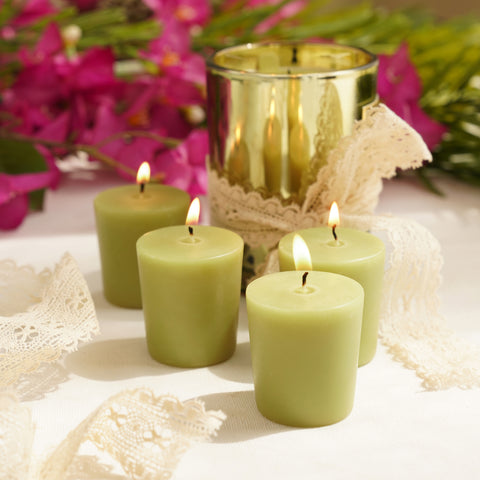 Set of 4 Green Lime Basil and Crush Votive Candles