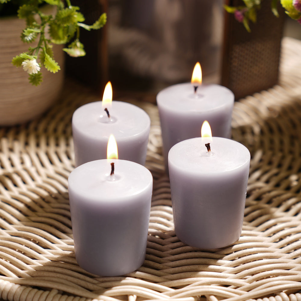 Set of 4 Purple Black Amber Votive Candles