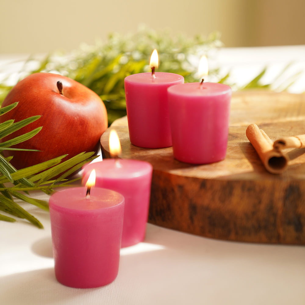 Set of 4 Pink Apple Cinnamon Votive Candles