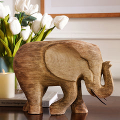 Brown Wooden Finish Elephant - Large