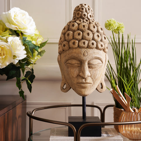 Brown Buddha Mask with Stand