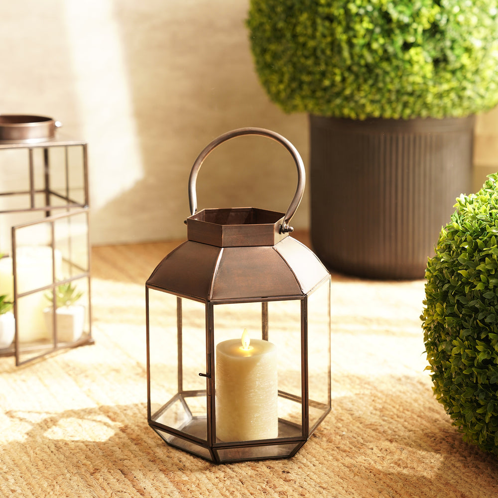 Brown Antique Finish Metal Lantern