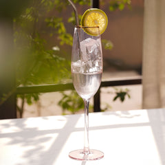 Set Of 2 Light Pink Ribbed Champagne Flute Glasses