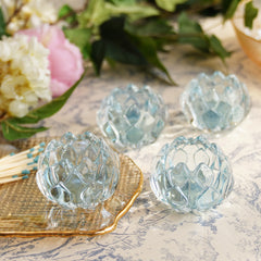 Set of 2 Blue Flower Shaped Tealight Holders