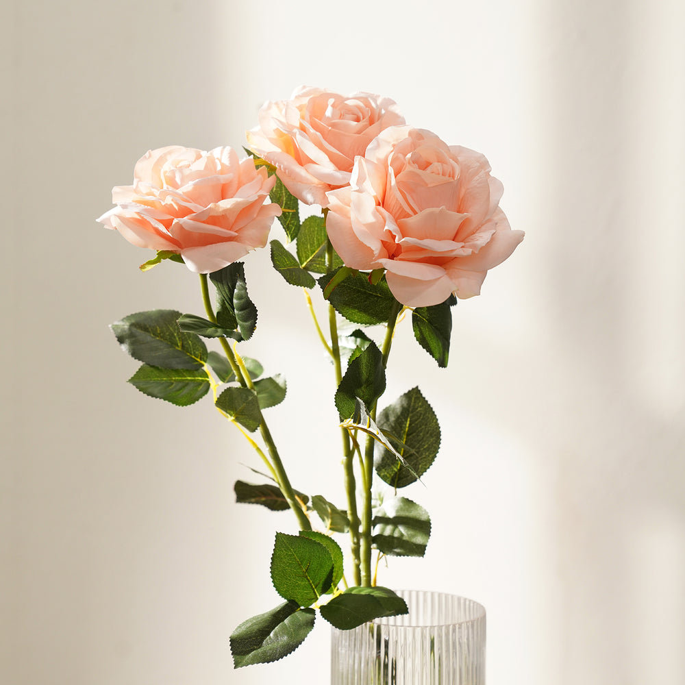 Light Pink Artificial Rose Flower Stem - Single