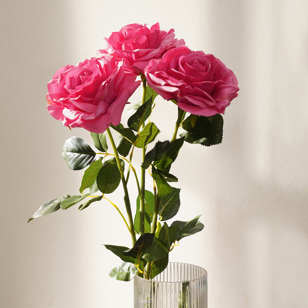 Dark Pink Artificial Rose Flower Stem - Single